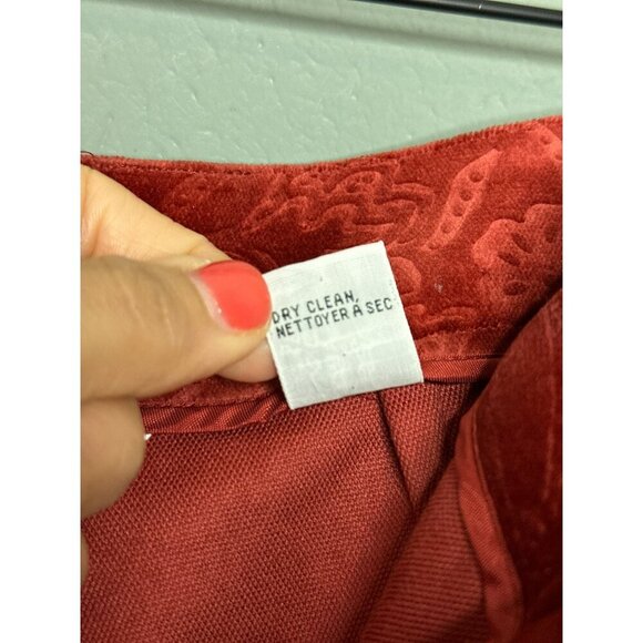 VTG Talbot's Women's 4 Red Velvet Printed Floral Stretch Retro Bootcut Mid-Rise - Picture 11 of 11